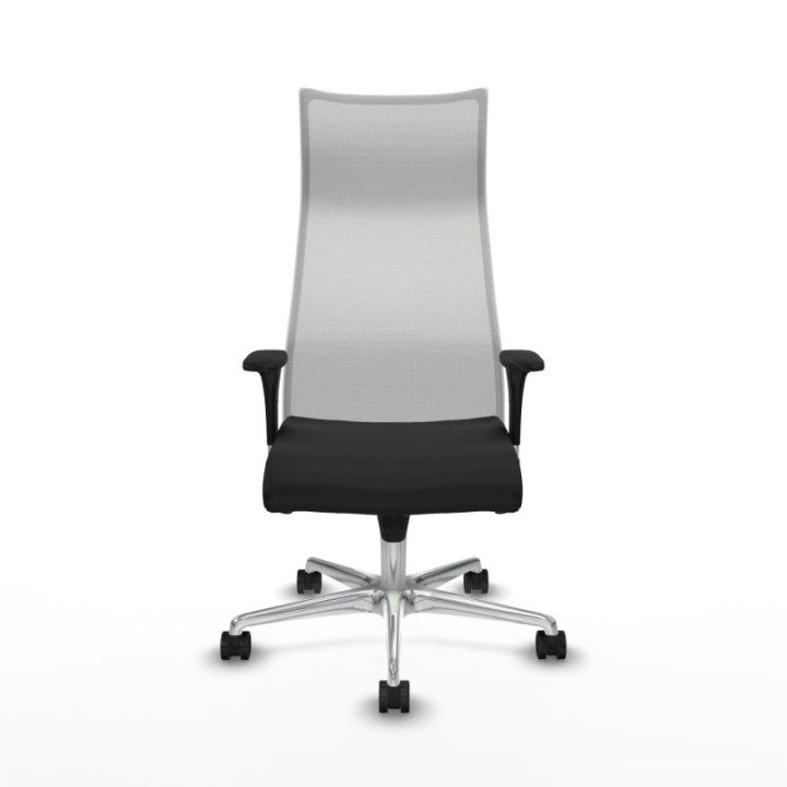 Albacete malla sincro malla blanca similpiel negro brazos 1D base aluminio ruedas 65 mm nailon