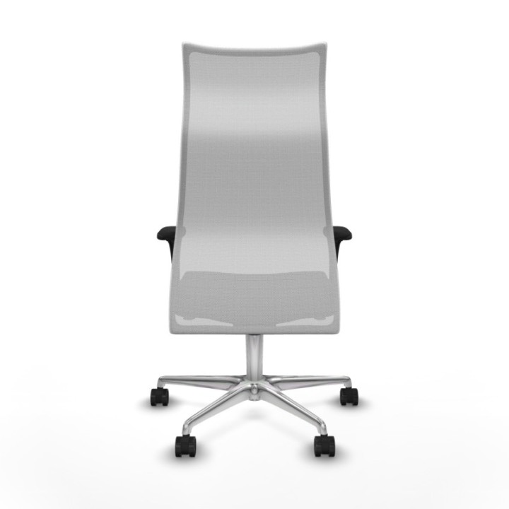 Albacete malla sincro malla blanca similpiel negro brazos 1D base aluminio ruedas 65 mm nailon