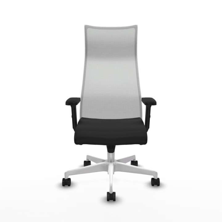 Albacete malla sincro malla blanca similpiel negro brazos 2D base blanca ruedas 65 mm nailon