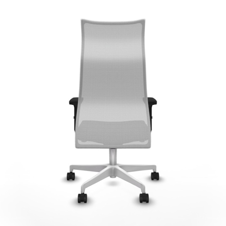 Albacete malla sincro malla blanca similpiel negro brazos 2D base blanca ruedas 65 mm nailon