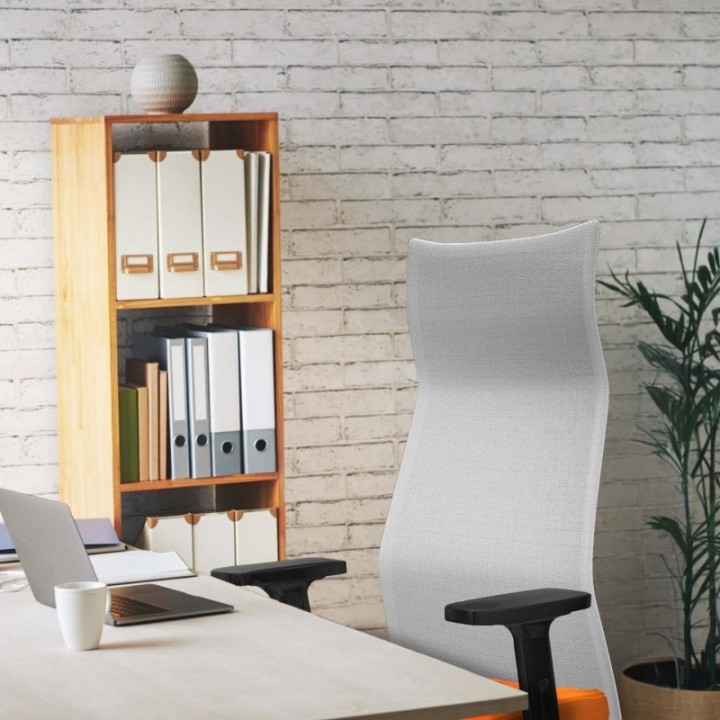 Albacete malla sincro malla blanca similpiel negro brazos 2D base blanca ruedas 65 mm nailon