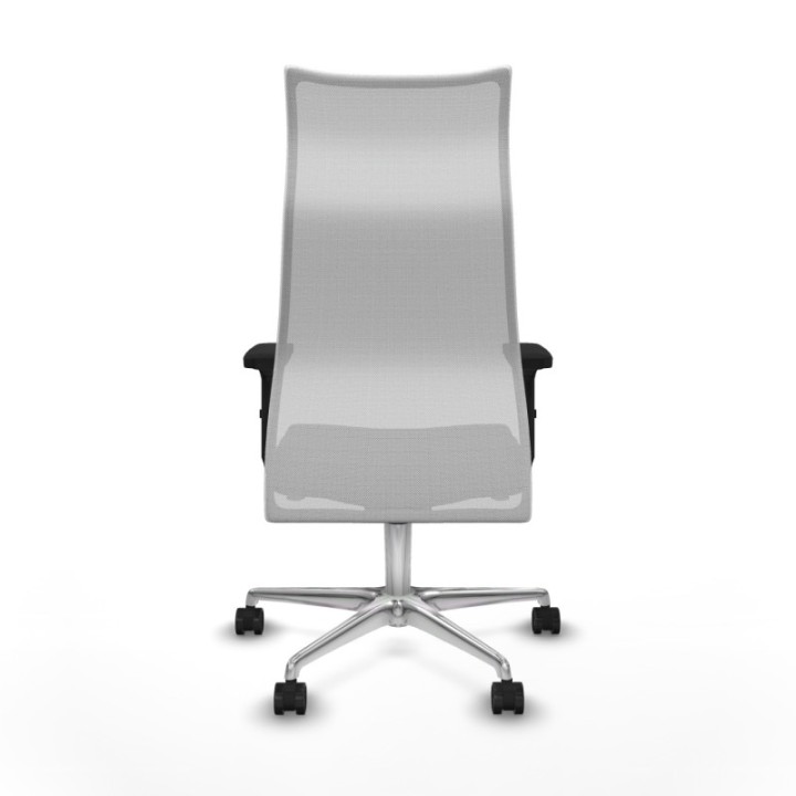 Albacete malla sincro malla blanca similpiel negro brazos 2D base aluminio ruedas 65 mm nailon