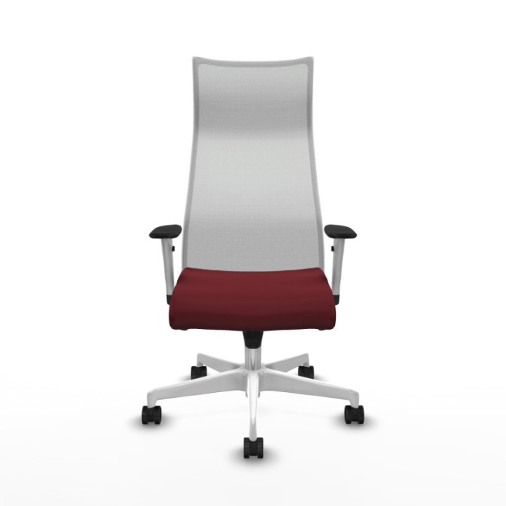 Albacete malla sincro malla blanca similpiel granate brazos blancos base blanca ruedas 65 mm nailon