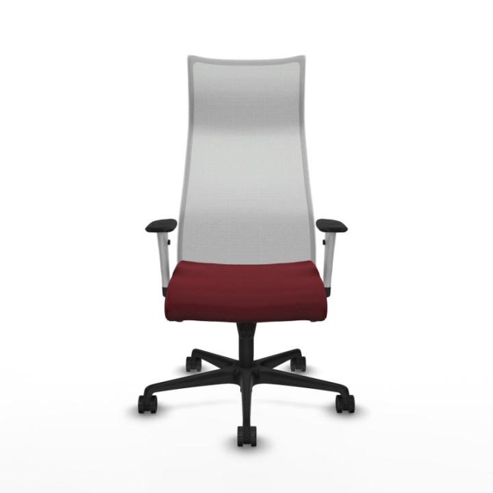 Albacete malla sincro malla blanca similpiel granate brazos blancos base nailon ruedas 65 mm nailon