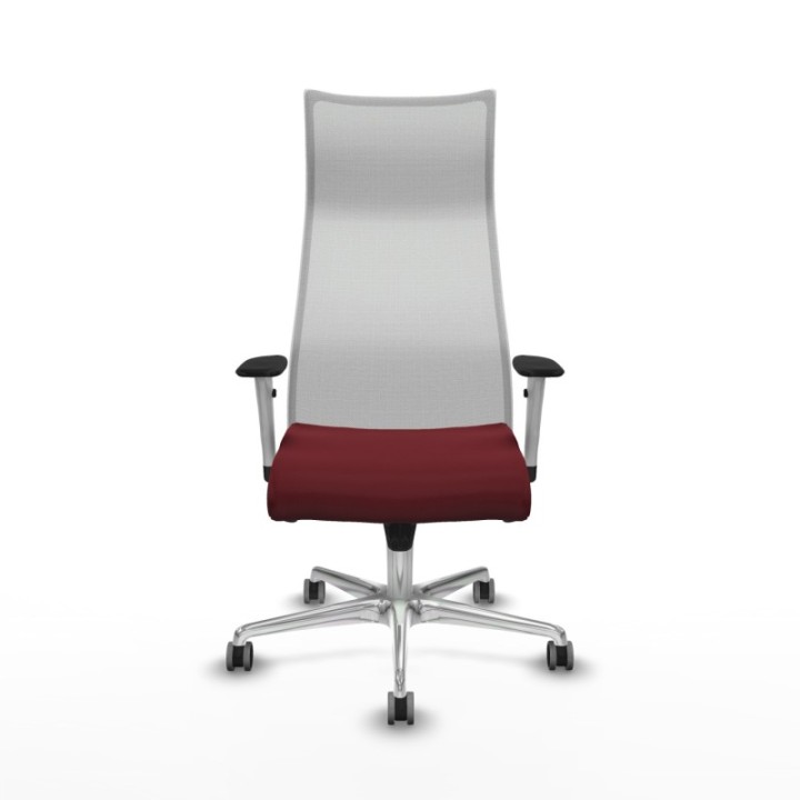 Albacete malla sincro malla blanca similpiel granate brazos blancos base aluminio ruedas 65mm engomadas