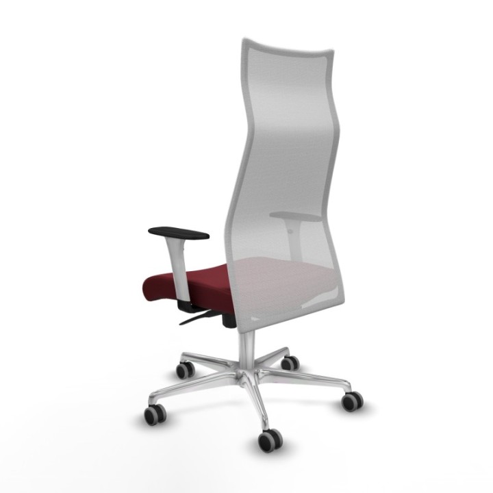 Albacete malla sincro malla blanca similpiel granate brazos blancos base aluminio ruedas 65mm engomadas