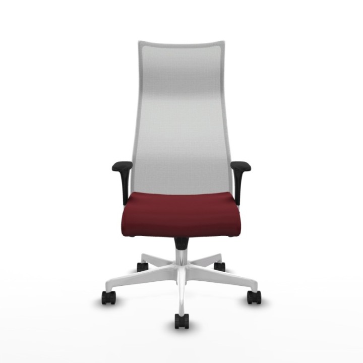 Albacete malla sincro malla blanca similpiel granate brazos 1D base blanca ruedas 65 mm nailon