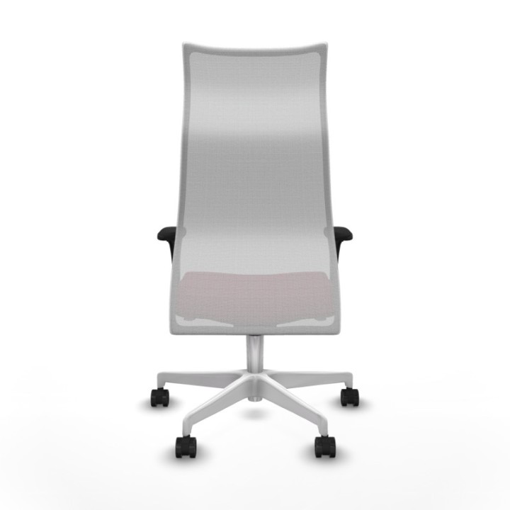 Albacete malla sincro malla blanca similpiel granate brazos 1D base blanca ruedas 65 mm nailon