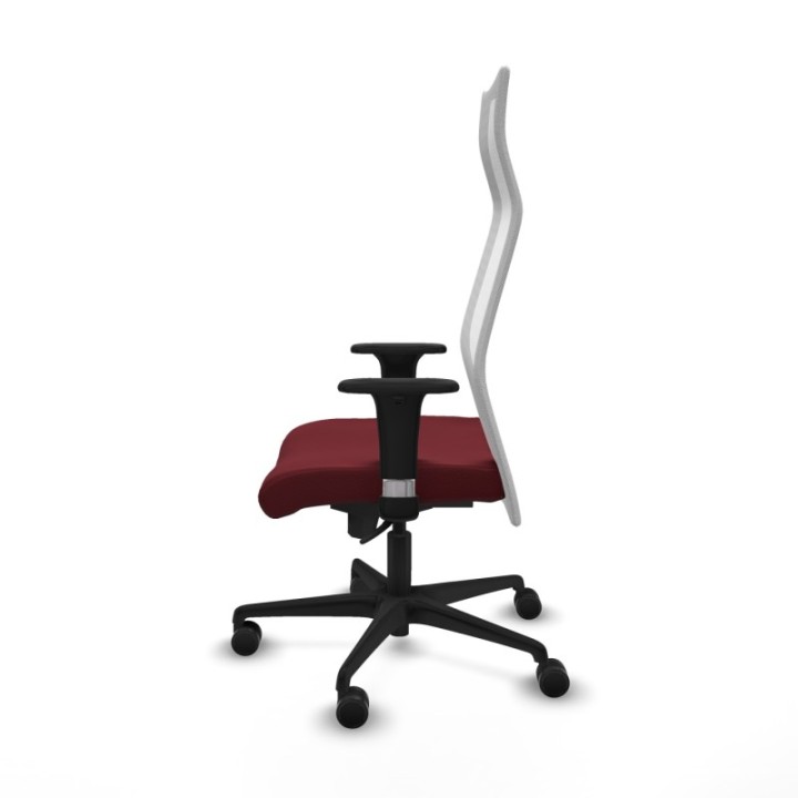 Albacete malla sincro malla blanca similpiel granate brazos 1D base nailon ruedas 65 mm nailon