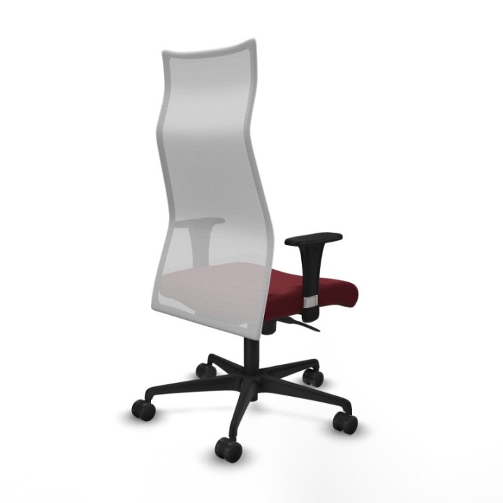 Albacete malla sincro malla blanca similpiel granate brazos 1D base nailon ruedas 65 mm nailon