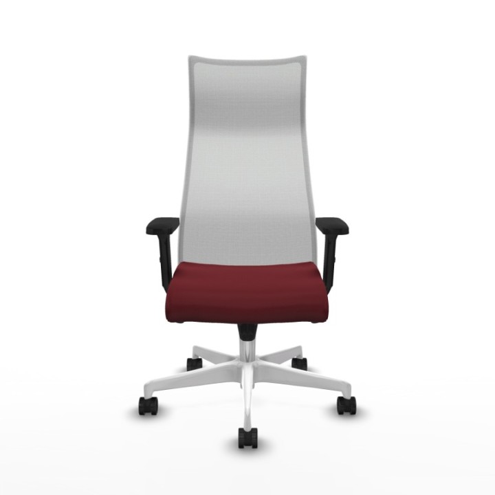 Albacete malla sincro malla blanca similpiel granate brazos 2D base blanca ruedas 65 mm nailon