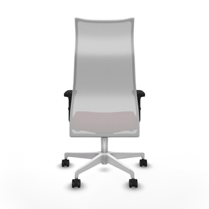 Albacete malla sincro malla blanca similpiel granate brazos 2D base blanca ruedas 65 mm nailon