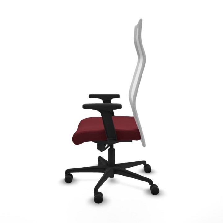 Albacete malla sincro malla blanca similpiel granate brazos 2D base nailon ruedas 65 mm nailon