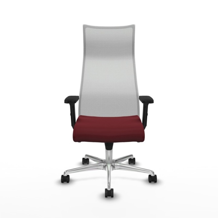 Albacete malla sincro malla blanca similpiel granate brazos 2D base aluminio ruedas 65 mm nailon