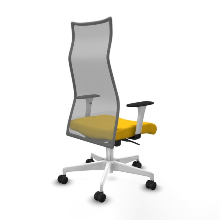 Albacete malla sincro malla gris bali amarillo brazos blancos base blanca ruedas 65 mm nailon