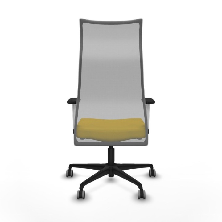 Albacete malla sincro malla gris bali amarillo brazos blancos base nailon ruedas 65mm engomadas