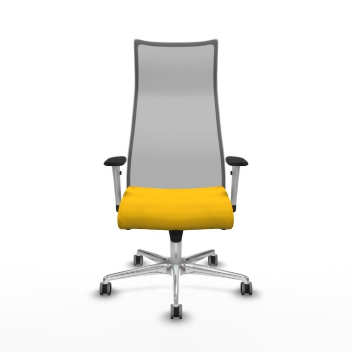 Albacete malla sincro malla gris bali amarillo brazos blancos base aluminio ruedas 65mm engomadas