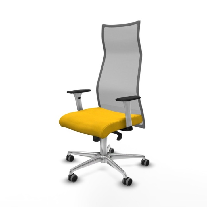 Albacete malla sincro malla gris bali amarillo brazos blancos base aluminio ruedas 65mm engomadas