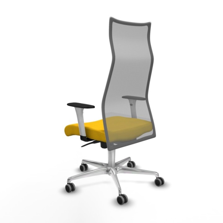 Albacete malla sincro malla gris bali amarillo brazos blancos base aluminio ruedas 65mm engomadas