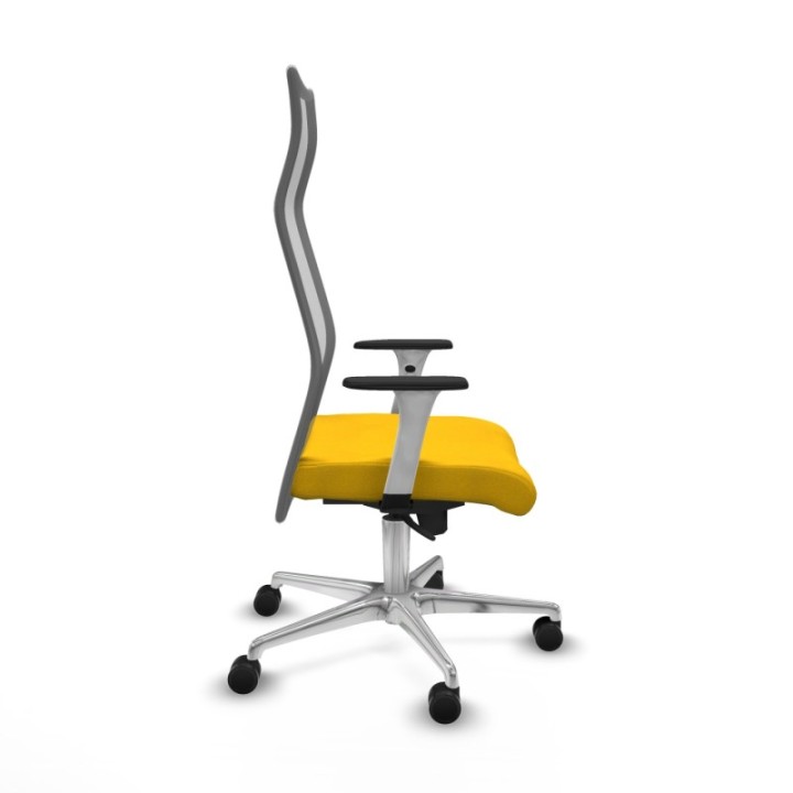 Albacete malla sincro malla gris bali amarillo brazos blancos base aluminio ruedas 65 mm nailon