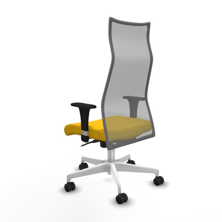 Albacete malla sincro malla gris bali amarillo brazos 1D base blanca ruedas 65 mm nailon