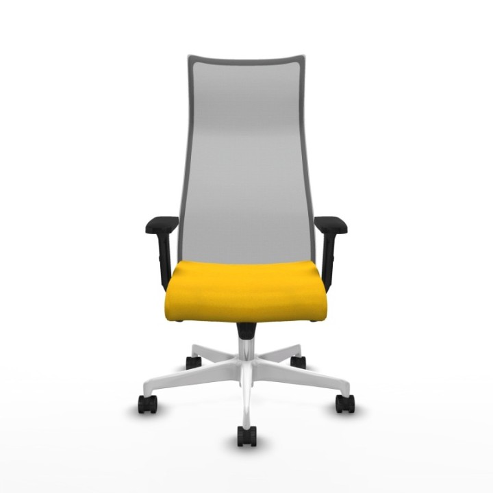 Albacete malla sincro malla gris bali amarillo brazos 2D base blanca ruedas 65 mm nailon