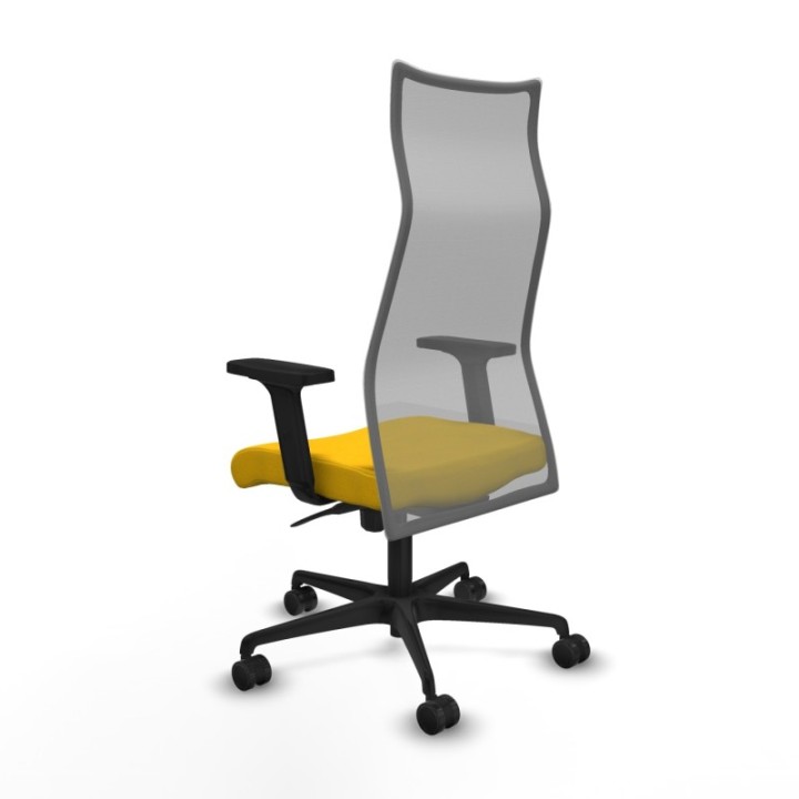 Albacete malla sincro malla gris bali amarillo brazos 2D base nailon ruedas 65 mm nailon