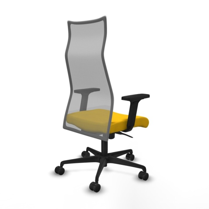 Albacete malla sincro malla gris bali amarillo brazos 2D base nailon ruedas 65 mm nailon