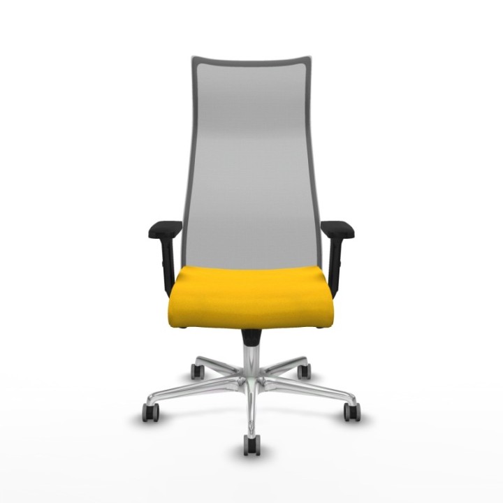 Albacete malla sincro malla gris bali amarillo brazos 2D base aluminio ruedas 65mm engomadas