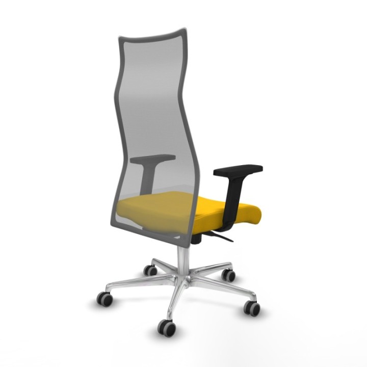 Albacete malla sincro malla gris bali amarillo brazos 2D base aluminio ruedas 65mm engomadas