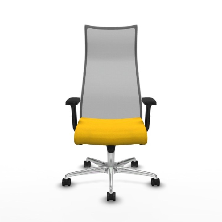 Albacete malla sincro malla gris bali amarillo brazos 2D base aluminio ruedas 65 mm nailon