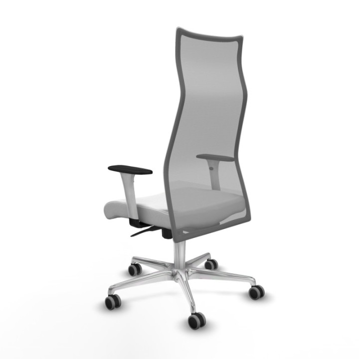 Albacete malla sincro malla gris bali blanco brazos blancos base aluminio ruedas 65mm engomadas