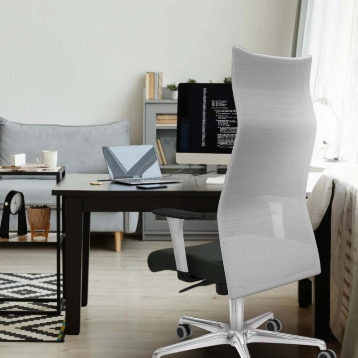 Albacete malla sincro malla gris bali blanco brazos blancos base aluminio ruedas 65mm engomadas