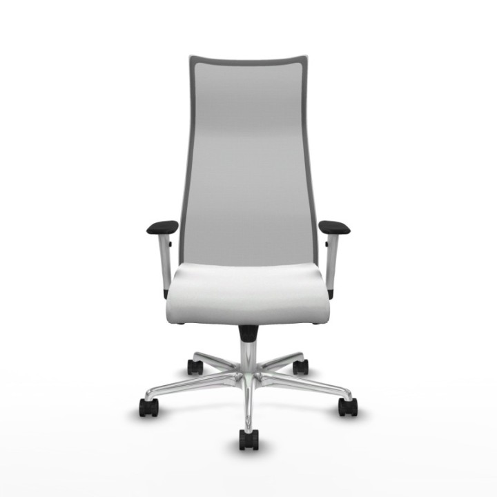 Albacete malla sincro malla gris bali blanco brazos blancos base aluminio ruedas 65 mm nailon