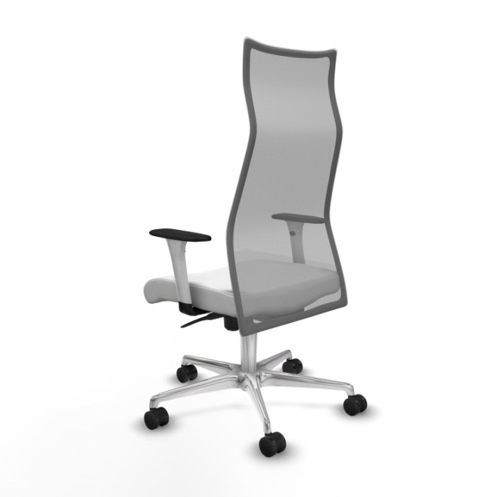 Albacete malla sincro malla gris bali blanco brazos blancos base aluminio ruedas 65 mm nailon