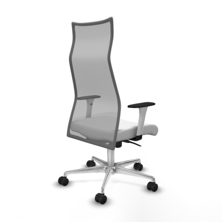 Albacete malla sincro malla gris bali blanco brazos blancos base aluminio ruedas 65 mm nailon