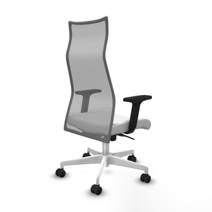 Albacete malla sincro malla gris bali blanco brazos 2D base blanca ruedas 65 mm nailon