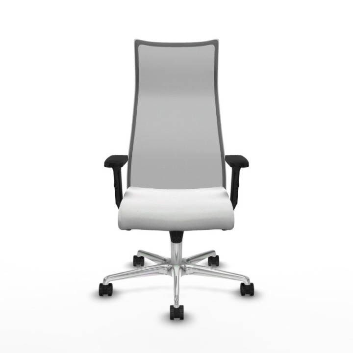 Albacete malla sincro malla gris bali blanco brazos 2D base aluminio ruedas 65 mm nailon