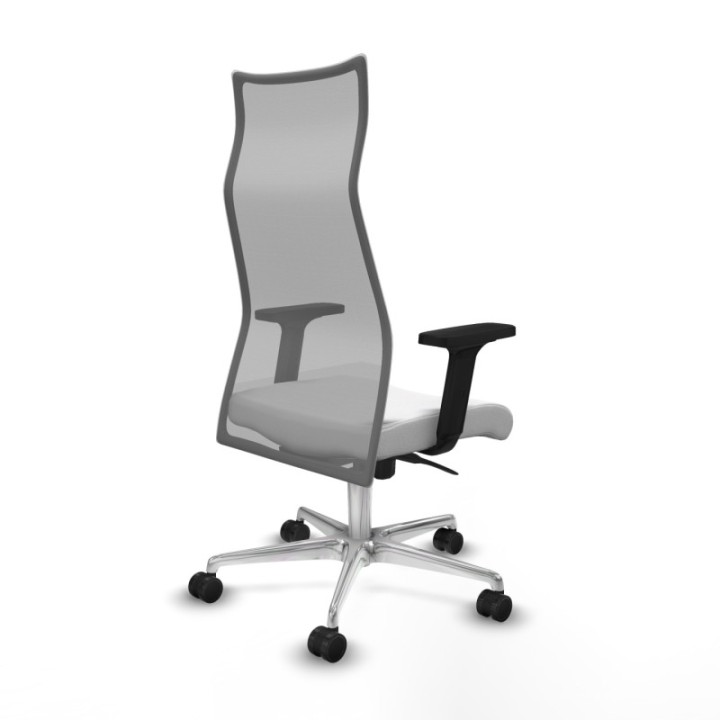 Albacete malla sincro malla gris bali blanco brazos 2D base aluminio ruedas 65 mm nailon