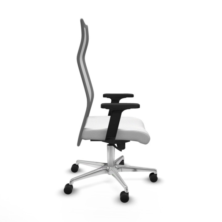 Albacete malla sincro malla gris bali blanco brazos 2D base aluminio ruedas 65 mm nailon