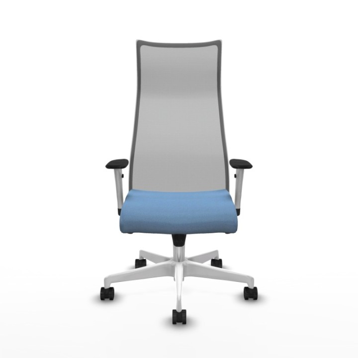 Albacete malla sincro malla gris bali azul cielo brazos blancos base blanca ruedas 65 mm nailon