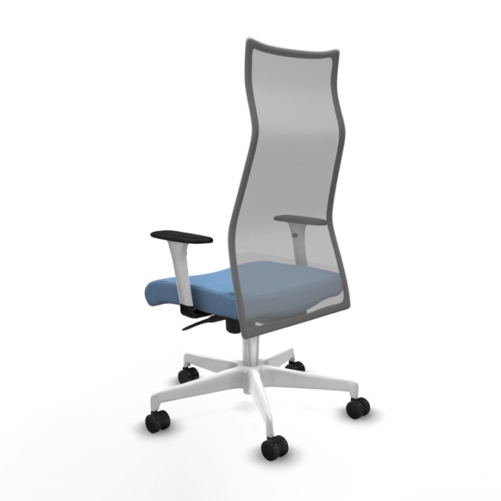 Albacete malla sincro malla gris bali azul cielo brazos blancos base blanca ruedas 65 mm nailon