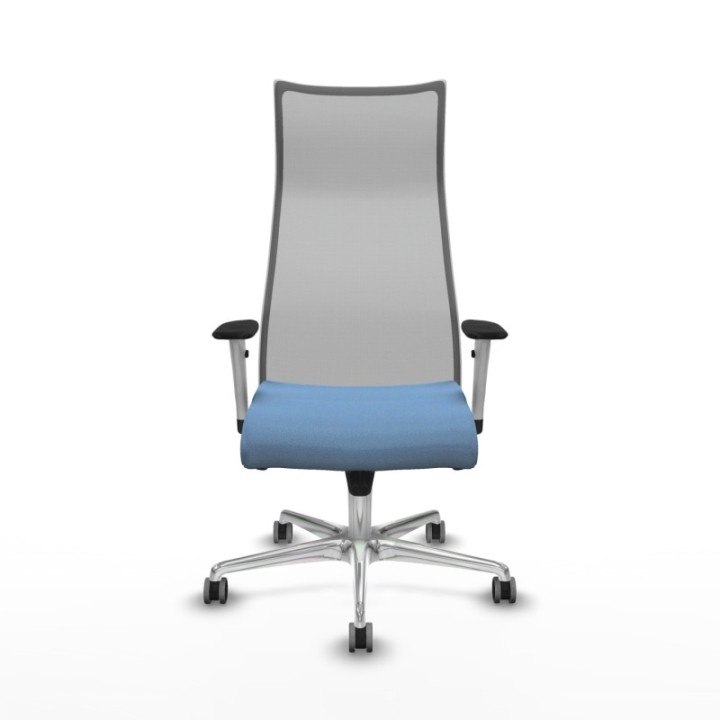 Albacete malla sincro malla gris bali azul cielo brazos blancos base aluminio ruedas 65mm engomadas