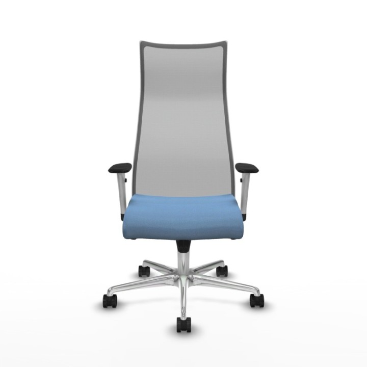 Albacete malla sincro malla gris bali azul cielo brazos blancos base aluminio ruedas 65 mm nailon