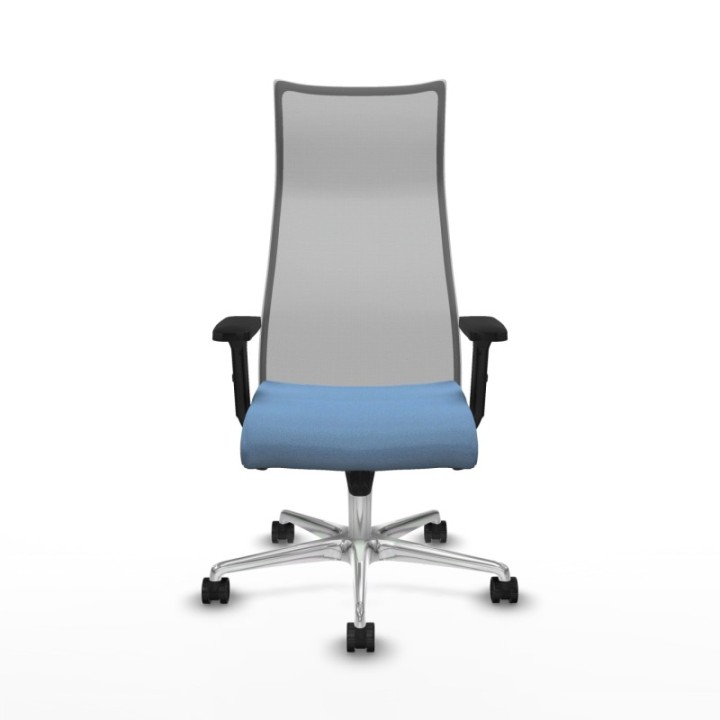 Albacete malla sincro malla gris bali azul cielo brazos 2D base aluminio ruedas 65 mm nailon