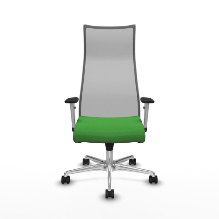 Albacete malla sincro malla gris bali verde brazos blancos base aluminio ruedas 65 mm nailon