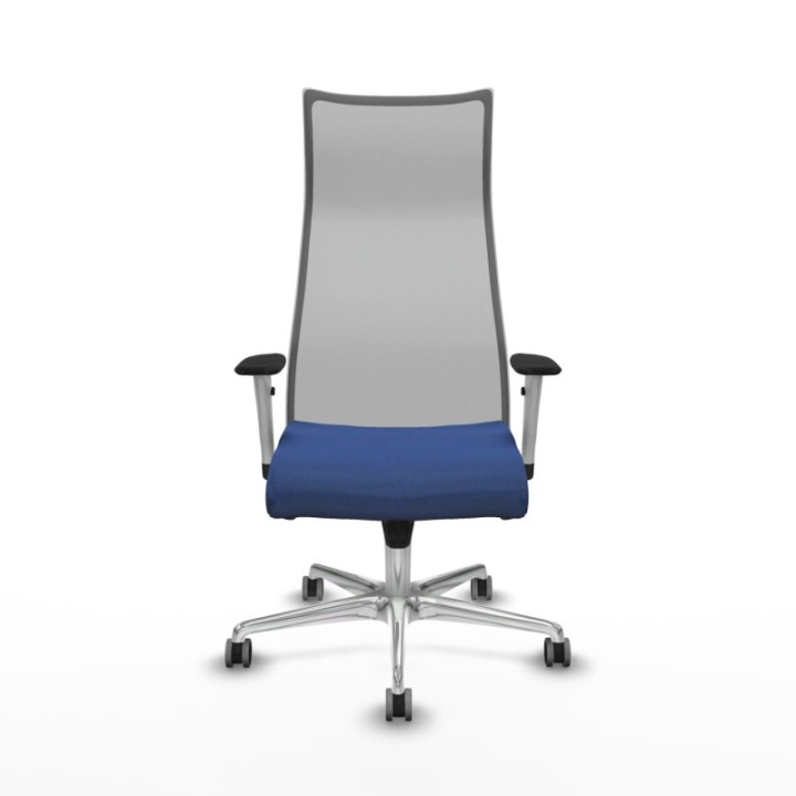 Albacete malla sincro malla gris bali azul marino brazos blancos base aluminio ruedas 65mm engomadas