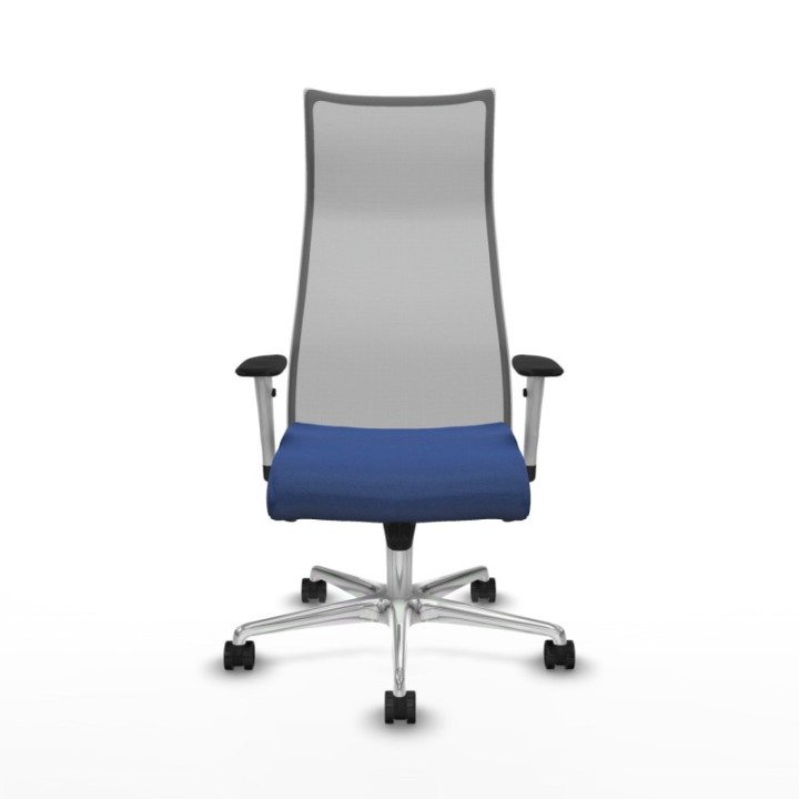 Albacete malla sincro malla gris bali azul marino brazos blancos base aluminio ruedas 65 mm nailon