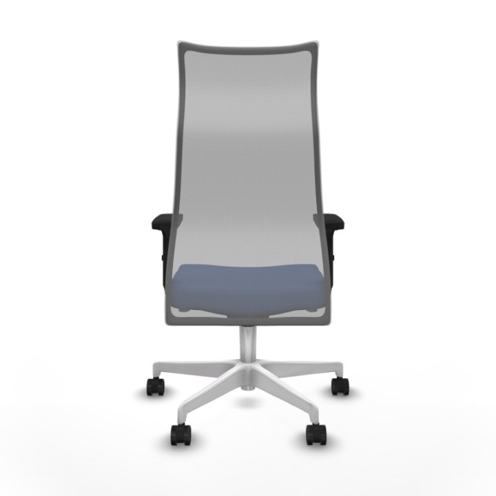 Albacete malla sincro malla gris bali azul marino brazos 2D base blanca ruedas 65 mm nailon