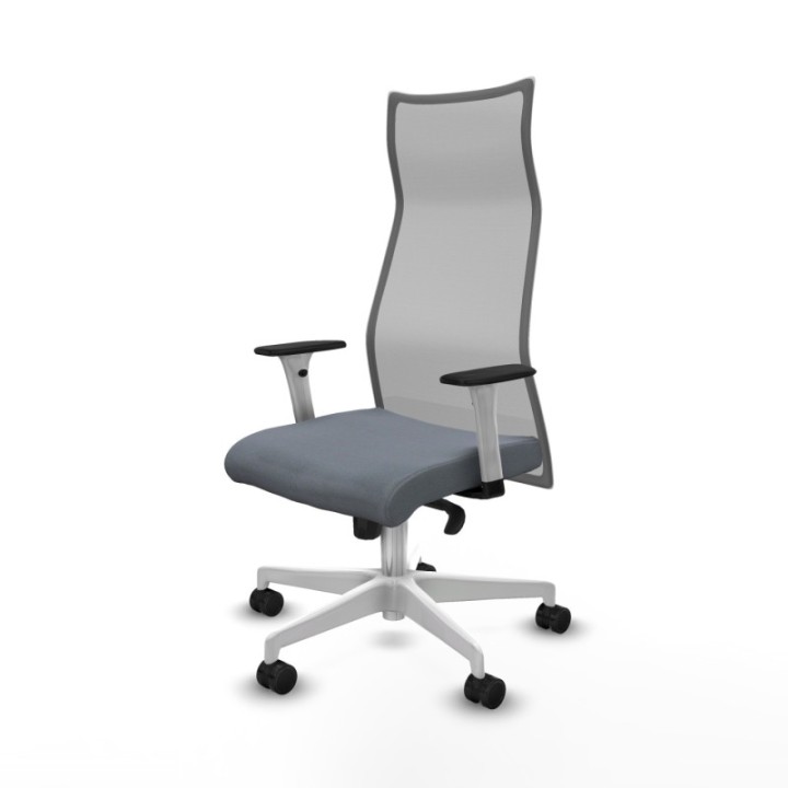 Albacete malla sincro malla gris bali gris brazos blancos base blanca ruedas 65 mm nailon